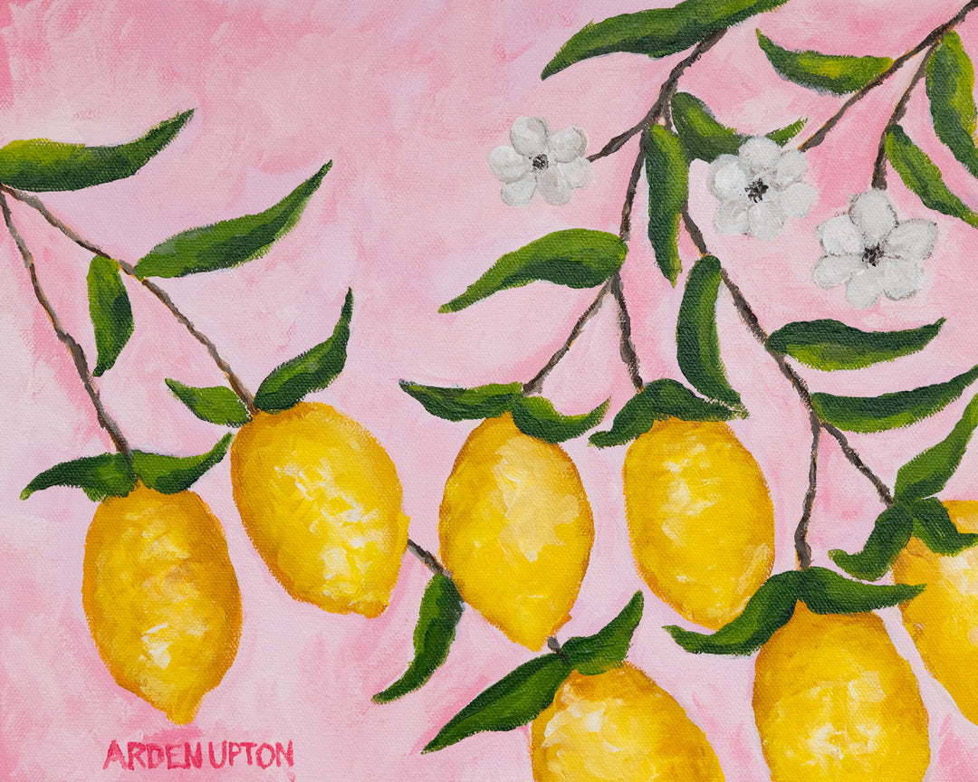 Original Lemon Painting - Pink Lemonade