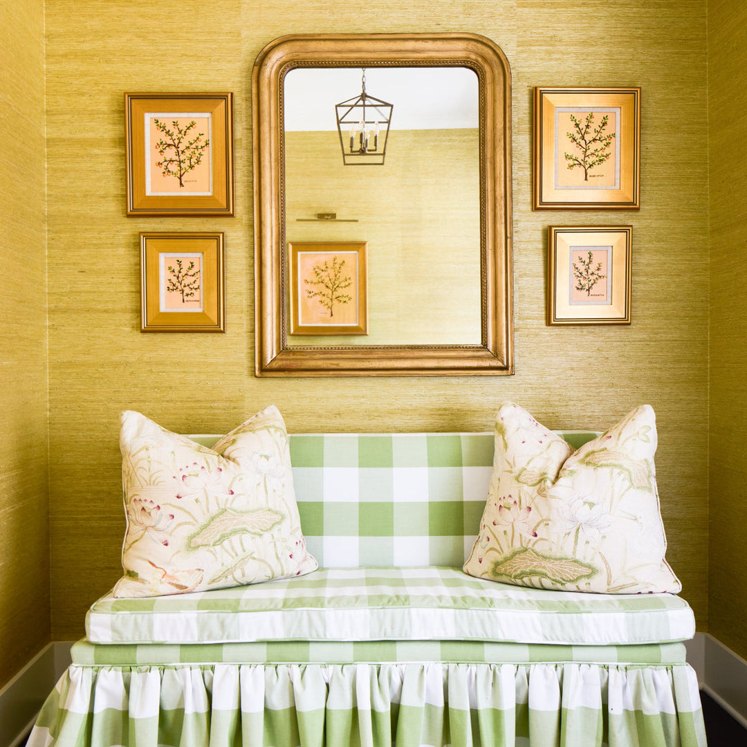 Orangerie Collection by Arden Upton Colorful citrus art prints and paintings styled in an entryway gallery wall — vibrant orange artwork from the Orangerie Collection, ideal for gifting or brightening up any space.