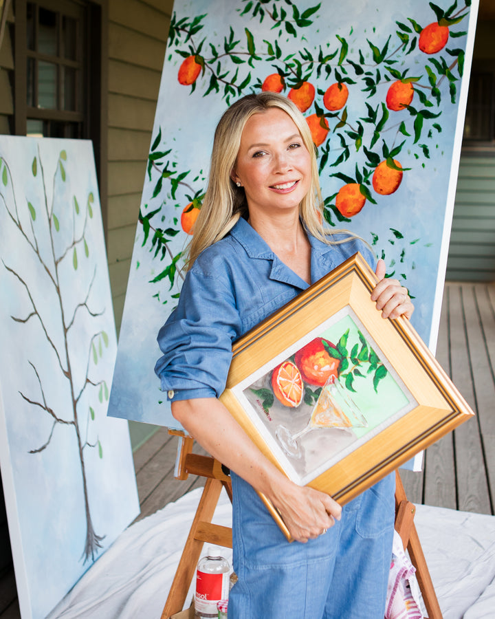 Arden Upton Artist Painting Class citrus inspired, oranges acrylic painting workshop